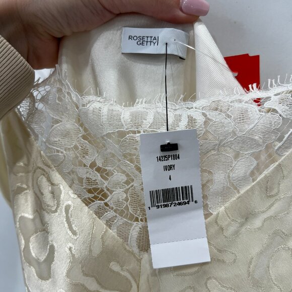 $995 NWT Rosetta Getty Ivory Lace Satin Long Maxi Slip Dress size 4 - Picture 9 of 11
